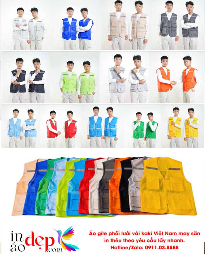 áo gile phản quang may sẵn in theo yêu cầu lấy ngay