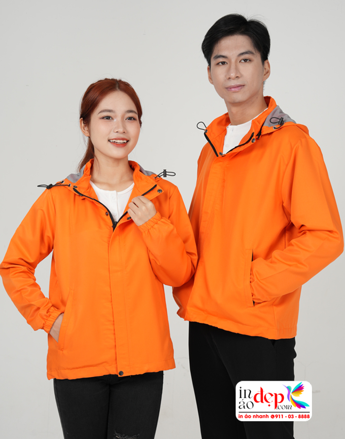 Áo khoác gió mầu cam may sẵn lấy ngay