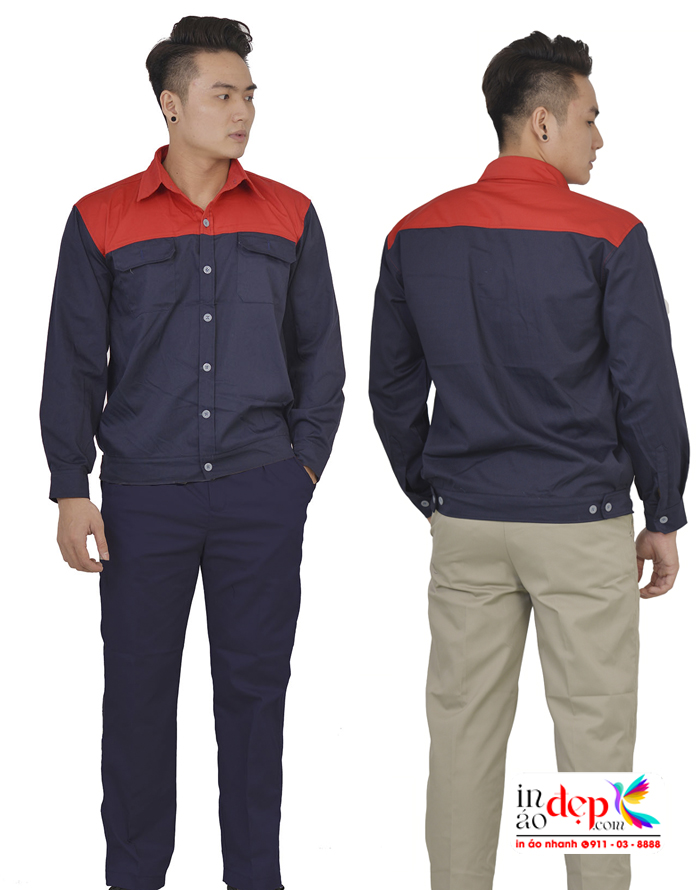 Bảo hộ xanh đen phối đỏ