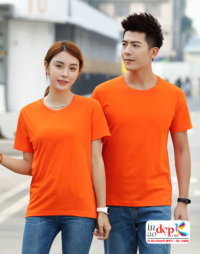 Áo thun, áo phông cổ tròn mầu cam đỏ