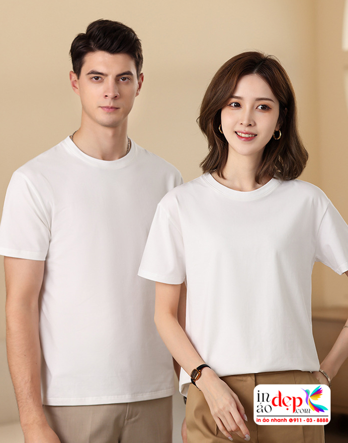 áo thun, áo phông cổ tròn mầu trắng