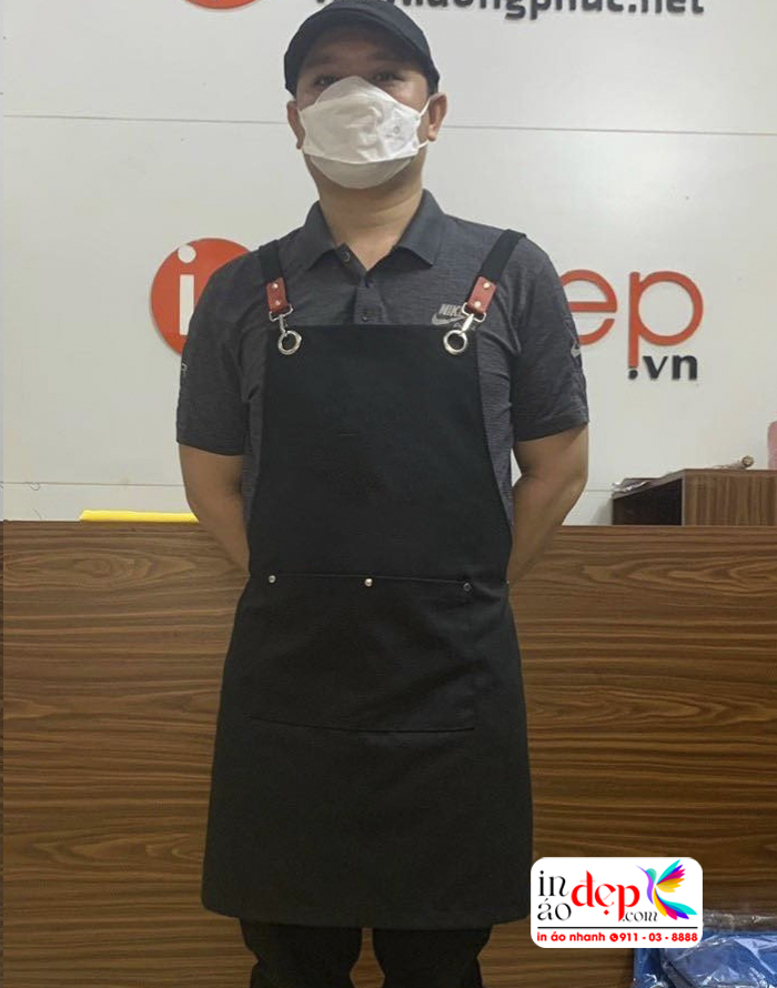 tạp dề đẹp handmade mầu đen có khuyên