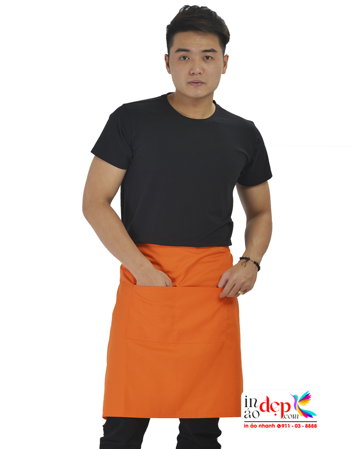 Tạp dề ngắn mầu cam, tạp dề order đẹp may sẵn