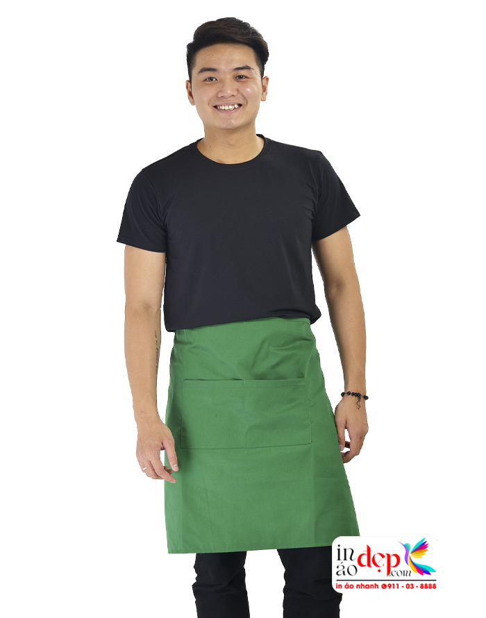 Tạp dề ngắn mầu xanh lá, tạp dề order đẹp may sẵn