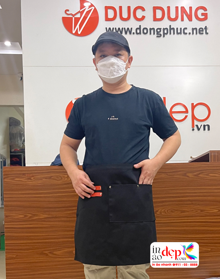 tạp dề phục vụ mầu đen , tạp dề order đẹp phối da