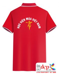 In áo phông màu đỏ Học viện Múa Việt Nam