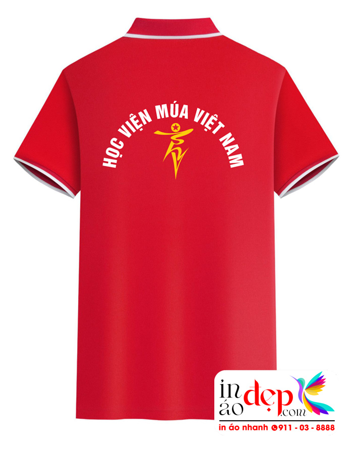 In áo phông màu đỏ Học viện Múa Việt Nam