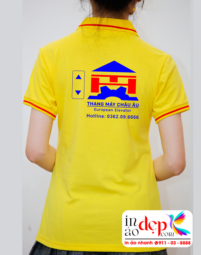 In áo phông màu vàng Thang máy Châu Âu