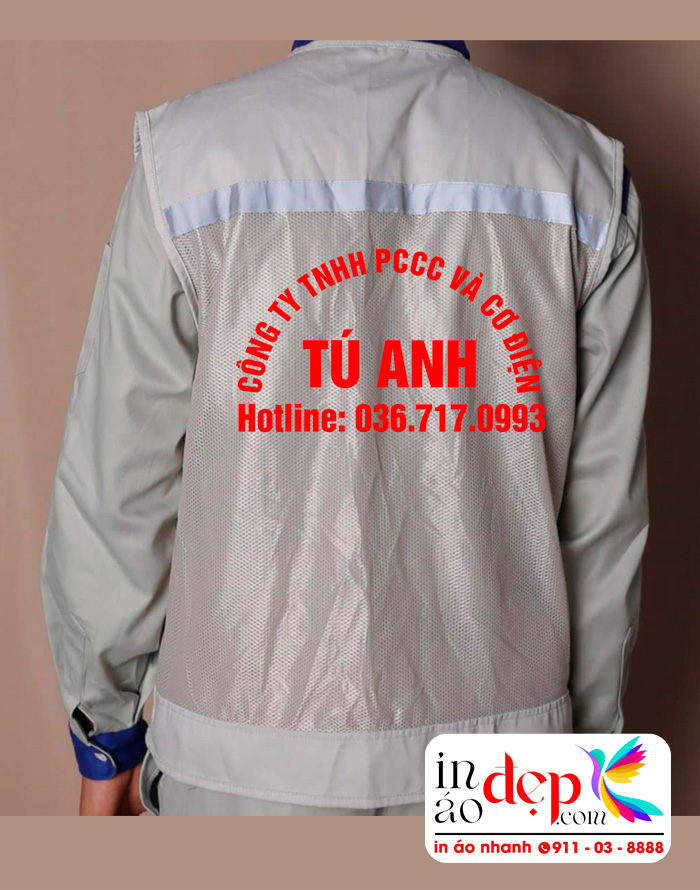 In áo gile đồng phục Công ty TNHH PCCC và cơ điện Tú Anh