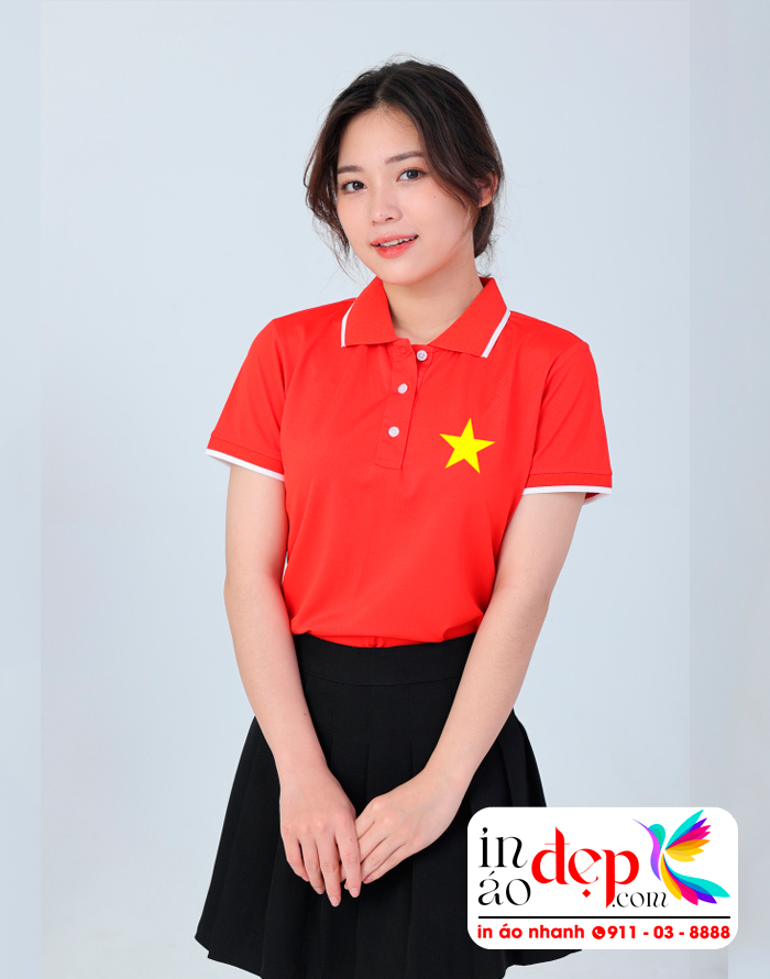 In áo phông đồng phục màu cờ đỏ sao vàng