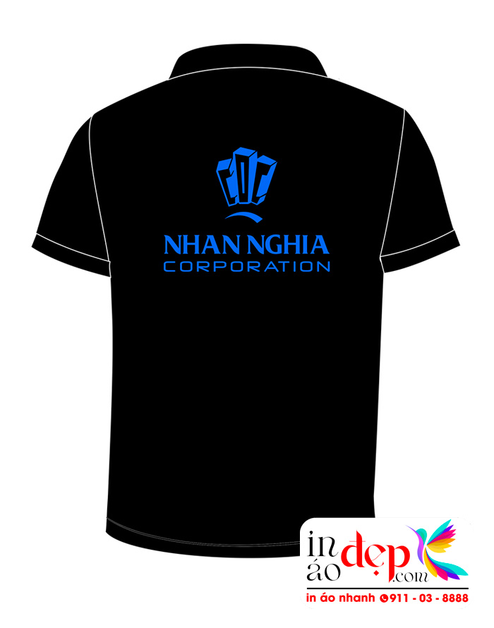 In áo phông màu đen Công ty Nhan Nghia Corporation