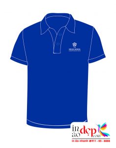 In áo phông màu xanh dương Công ty Nhan Nghia Corporation