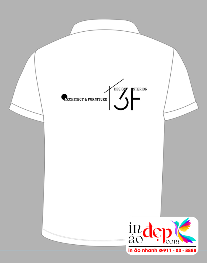 In áo phông phục màu trắng Công ty Kiến trúc & Nội thất 3F