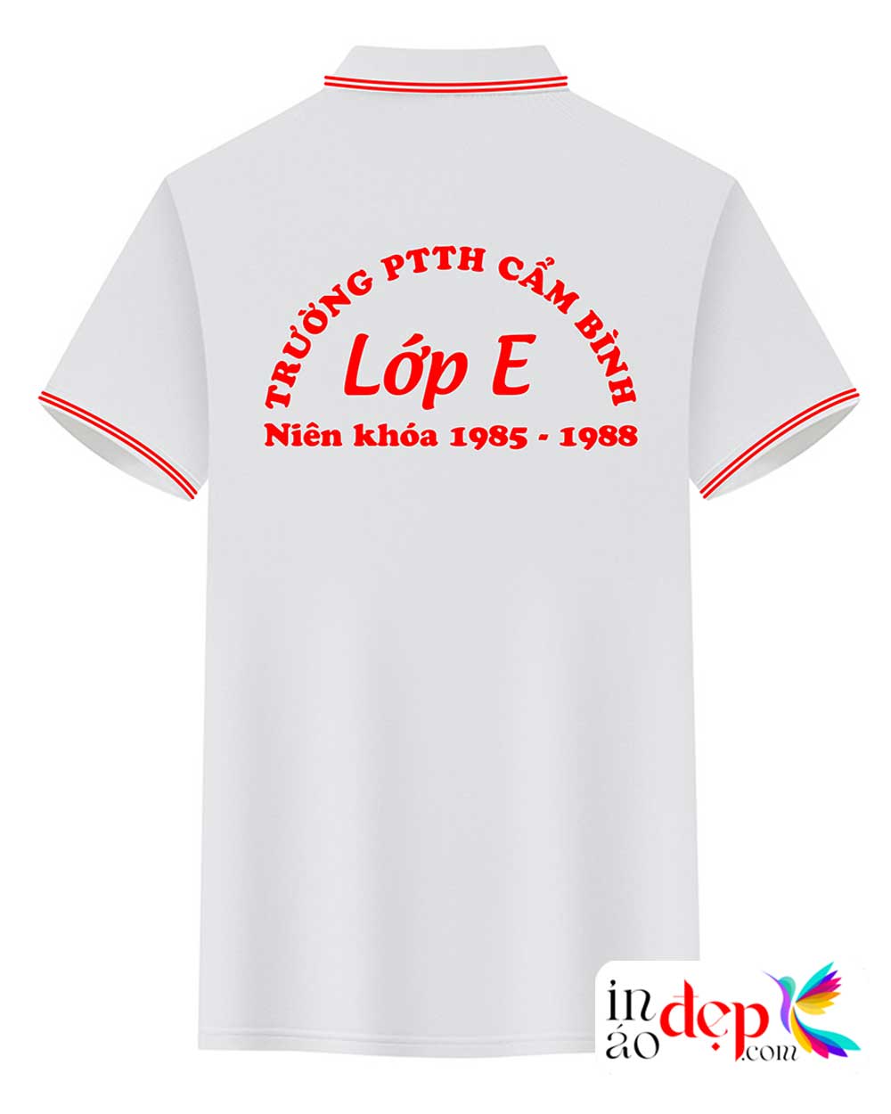 In áo Lớp E Trường PTTH Cẩm Bình niên khóa 1985-1988