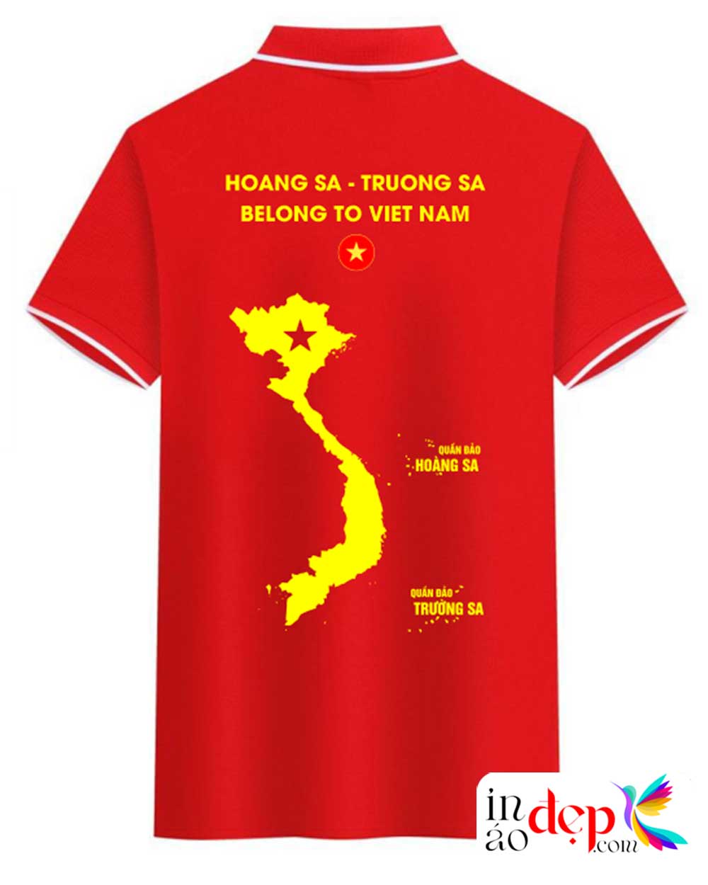 In áo cờ đỏ sao vàng Hoang Sa - Trương Sa Belong to Viet Nam
