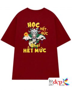 In áo cổ tròn Lớp M1 niên khóa 2023-2027 màu đỏ đô