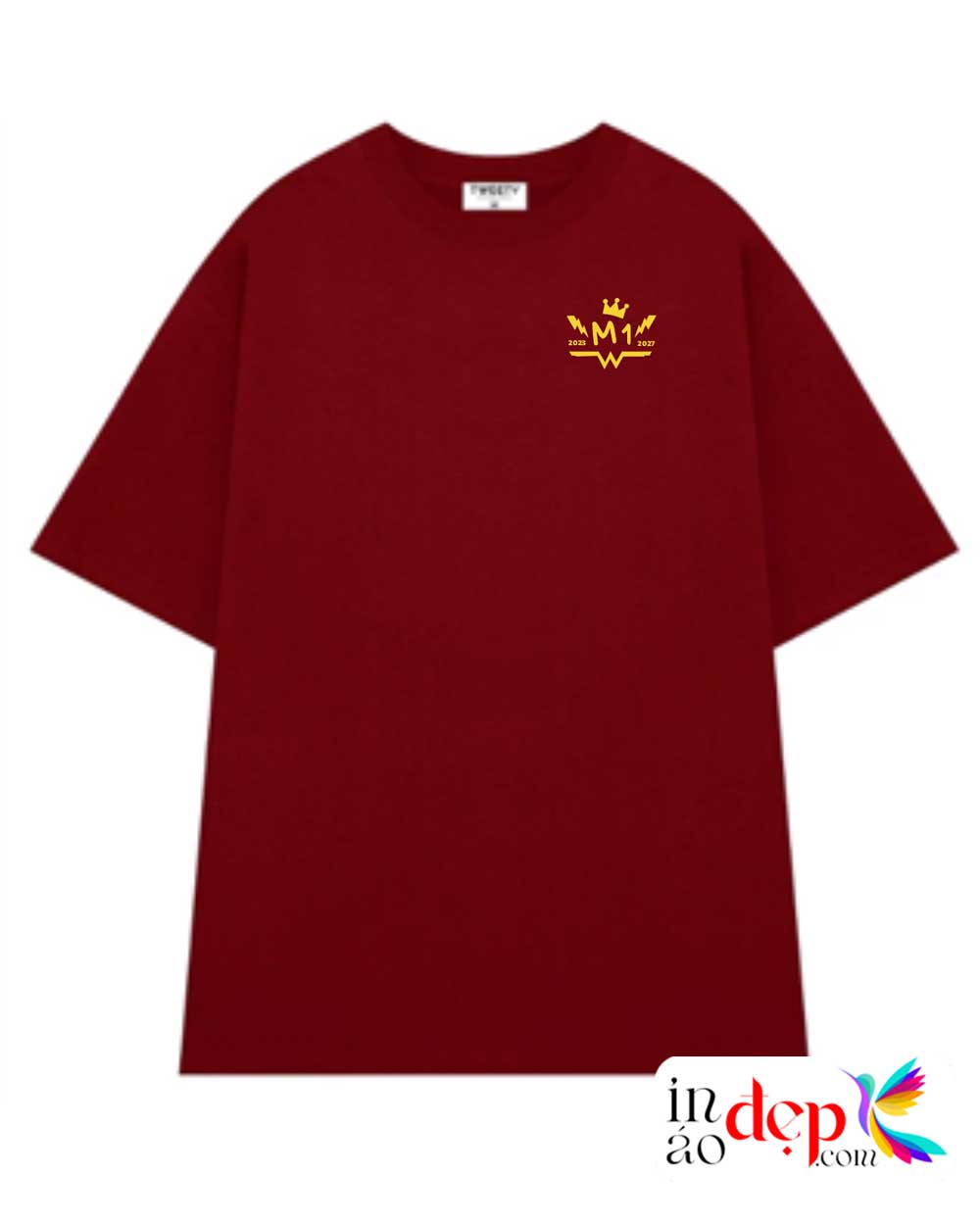 In áo cổ tròn Lớp M1 niên khóa 2023-2027 màu đỏ đô