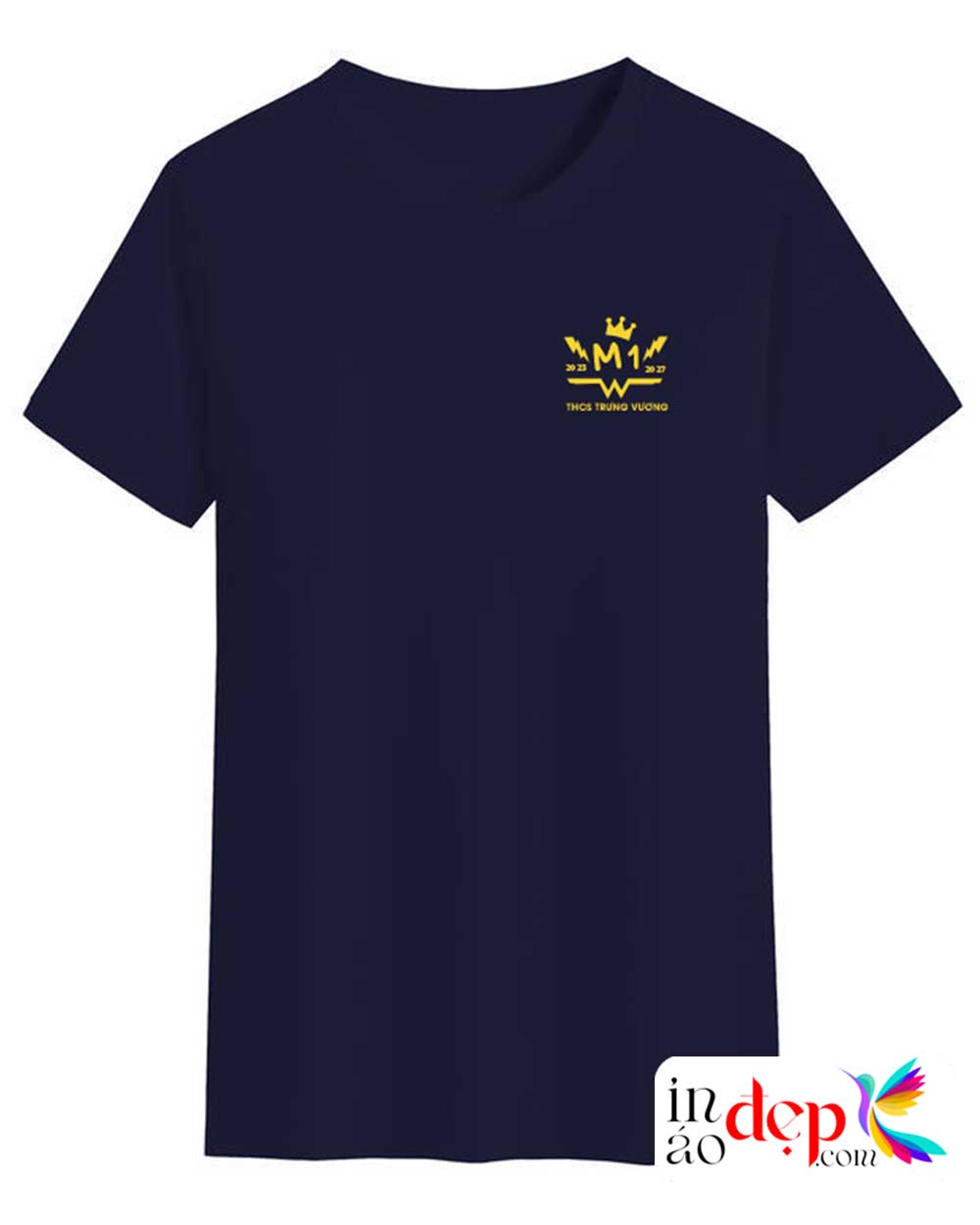 In áo cổ tròn Lớp M1 trường THCS Trưng Vương niên khóa 2023-2027 màu tím than