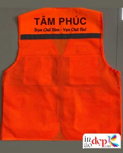 In áo gile Công ty TNHH Kiến trúc và nội thất Tâm Phúc màu cam