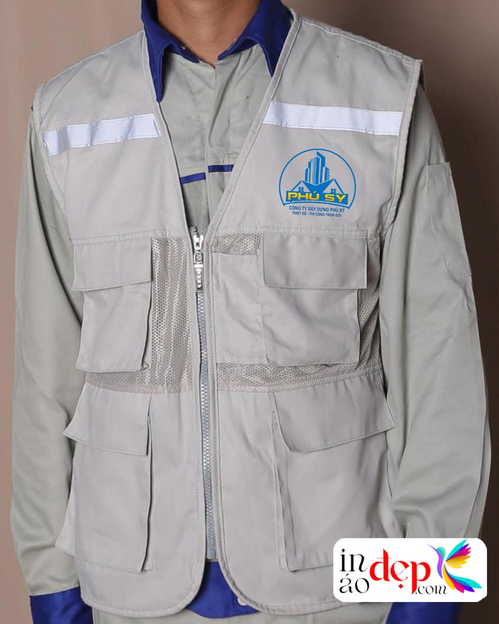 In áo gile Công ty xây dựng Phú Sỹ