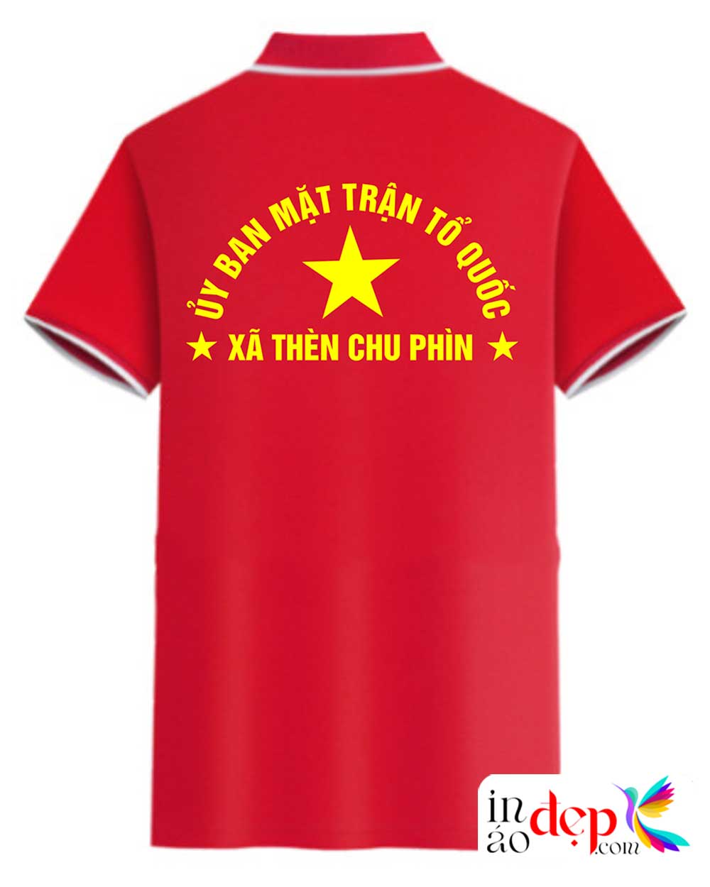 In áo phông Ủy ban Mặt trận Tổ Quốc Xã Thèn Chu Phìn