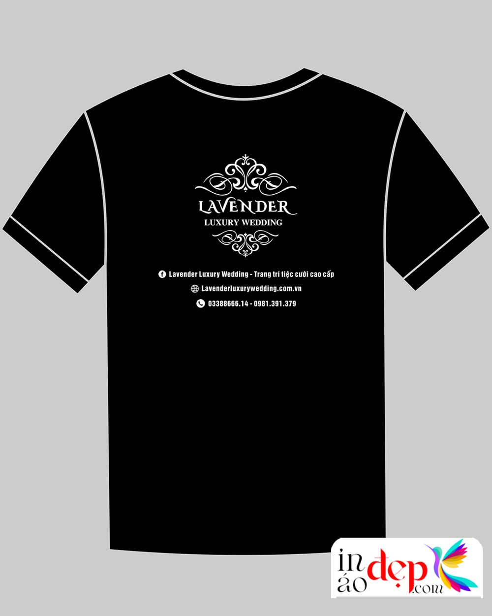 In áo phông cổ tròn Lavender Luxury Wedding