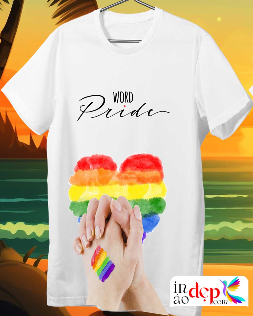 In áo phông cổ tròn Word Pride