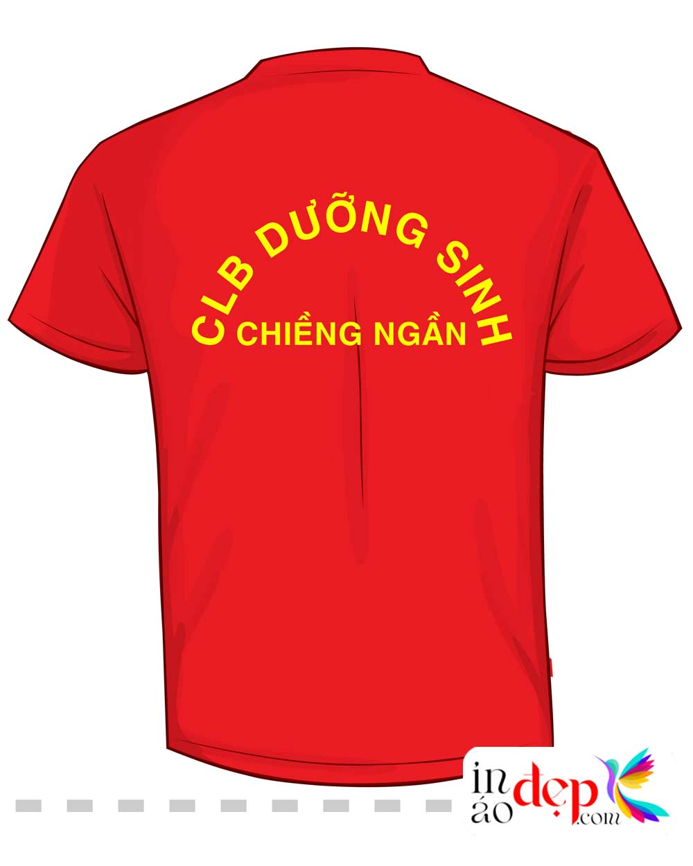 In áo phông màu đỏ CLB dưỡng sinh Chiềng Ngần