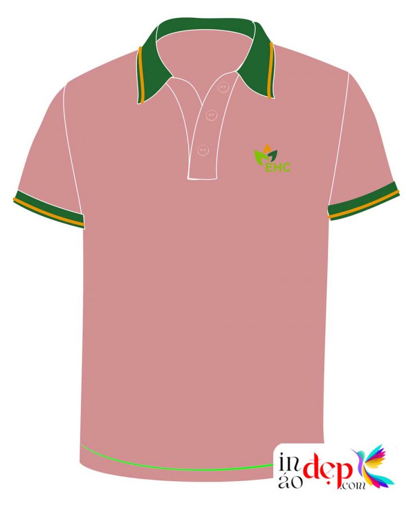 In áo phông màu hồng phối xanh lá cây Công ty EHC