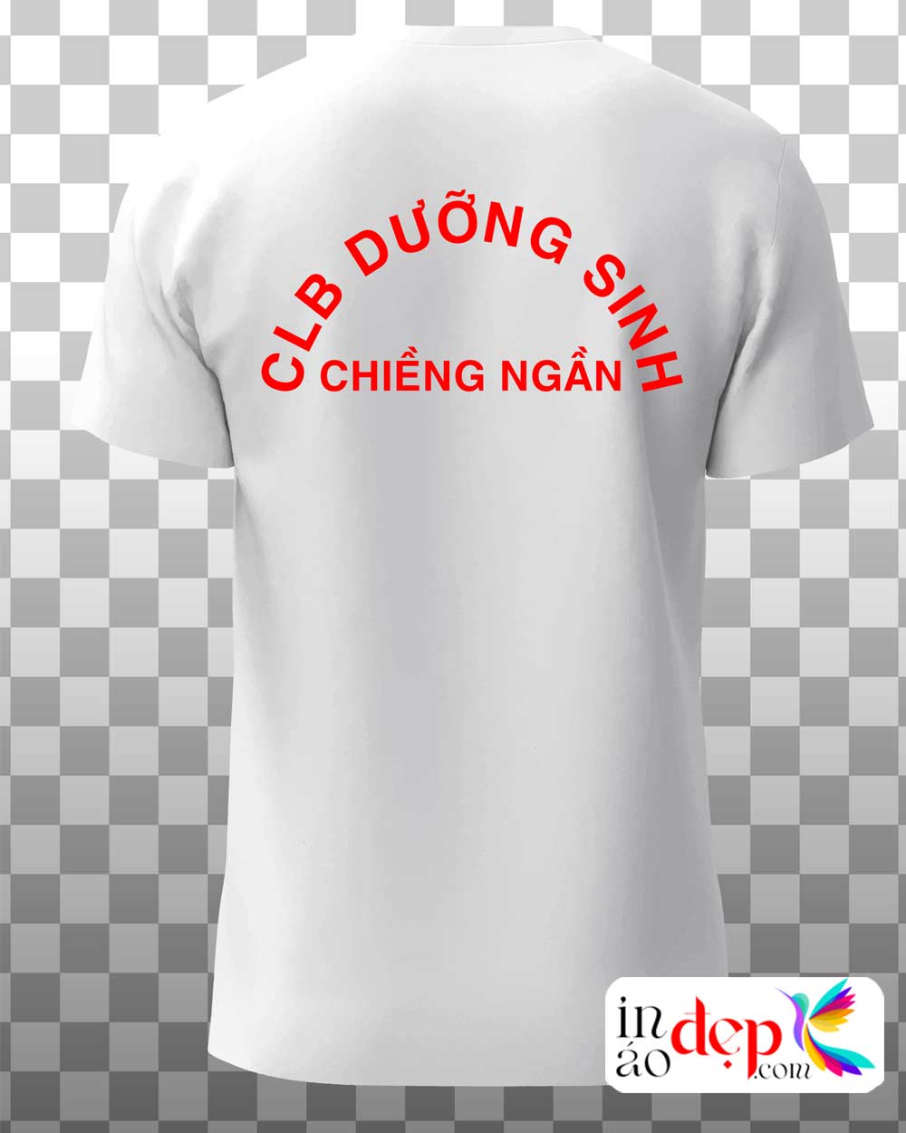 In áo phông màu trắng CLB dưỡng sinh Chiềng Ngần