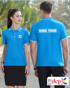 In áo phông màu xanh da trời Công ty TNHH XNK Hùng Thịnh