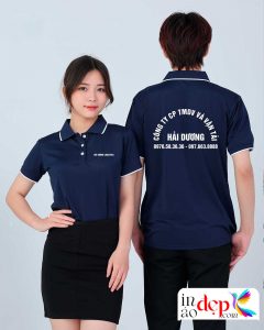 In áo phông màu xanh đen Công ty CP TMDV và vận tải Hải Dương