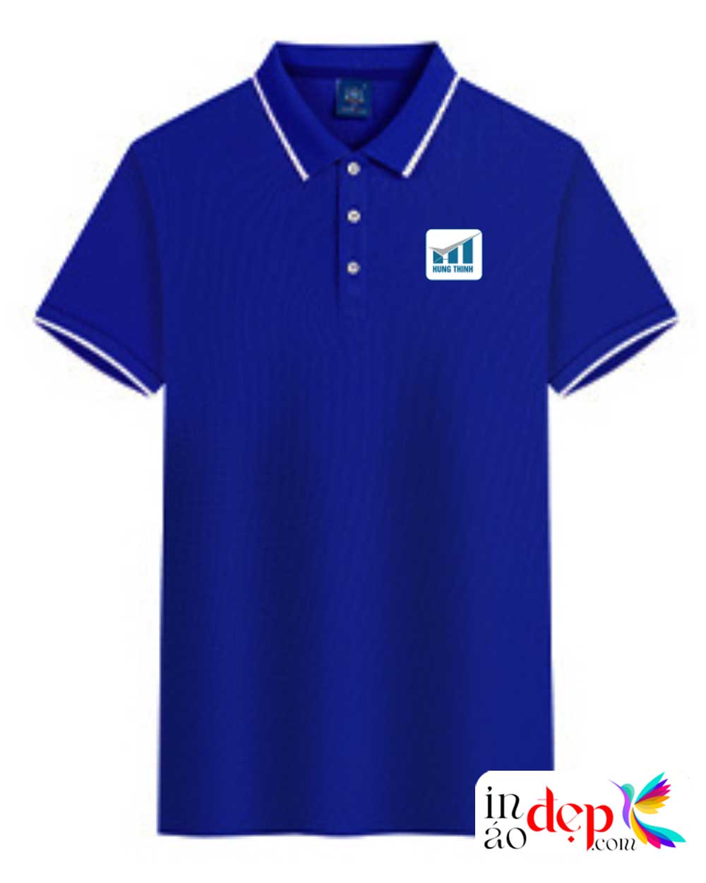 In áo phông màu xanh dương Công ty TNHH XNK Hùng Thịnh