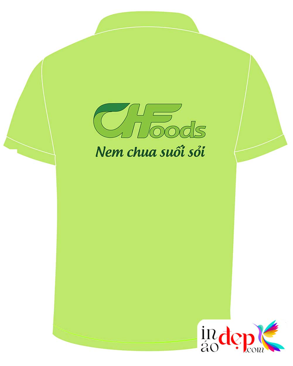 In áo phông màu xanh lơ CHFoods Nem chua suối sỏi