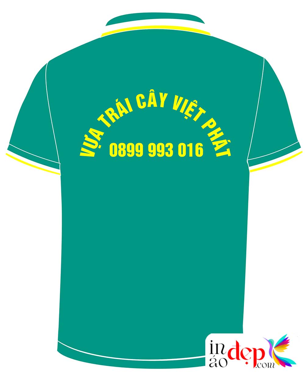 In áo phông màu xanh ngọc đậm Vựa trái cây Việt Phát
