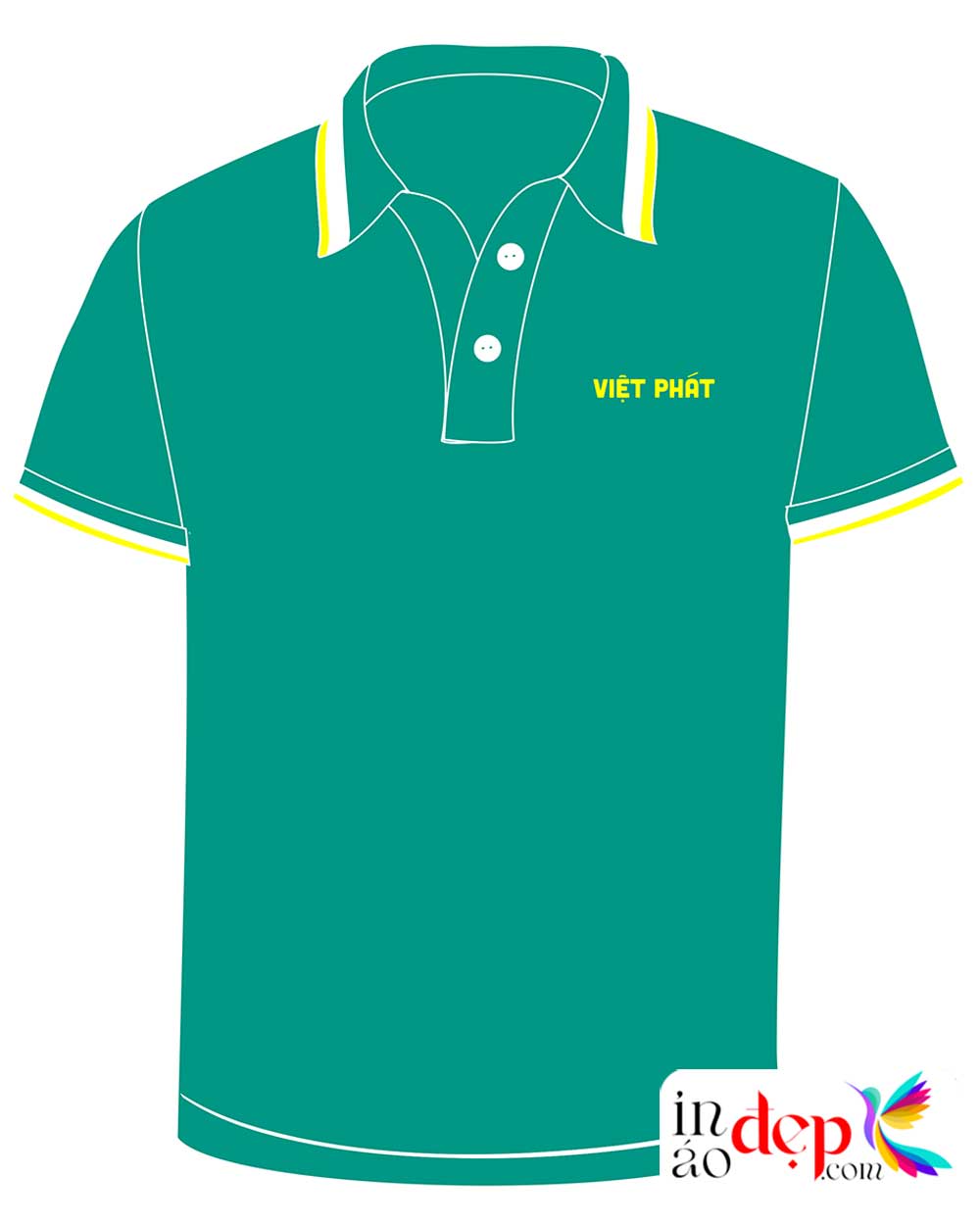 In áo phông màu xanh ngọc đậm Vựa trái cây Việt Phát