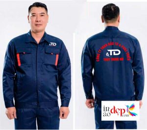 In đồng phục bảo hộ màu tím than Công ty TNHH Đầu tư & Phát triển Thùy Dung NB