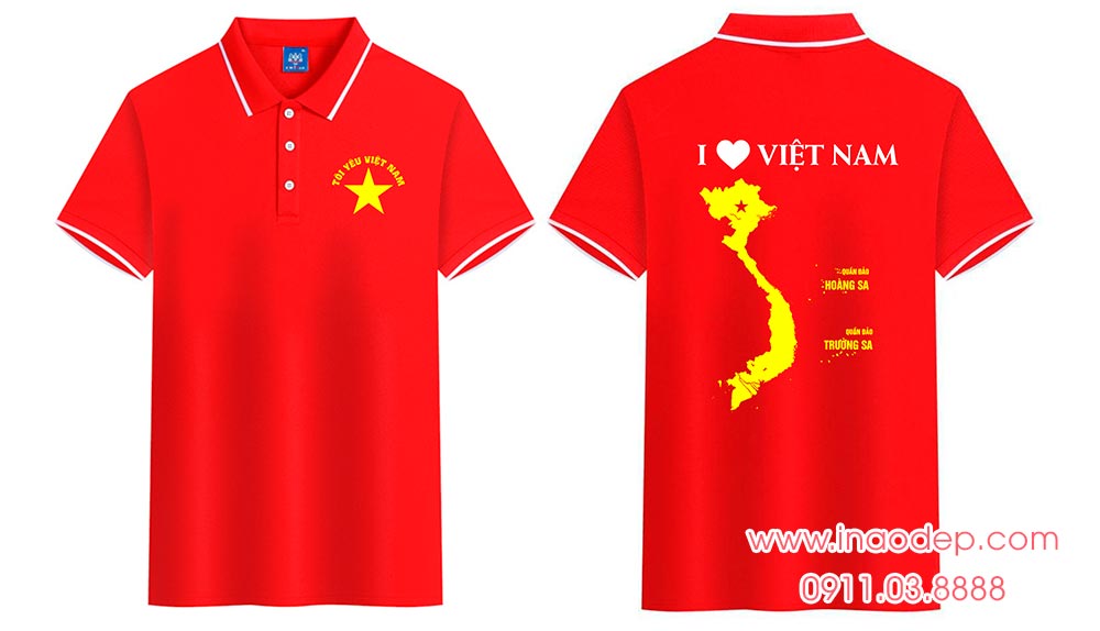 In áo cờ đỏ sao vàng Tôi yêu Việt Nam