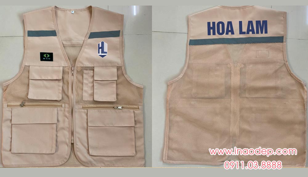 In áo gile đồng phục Công ty Hoa Lam màu be