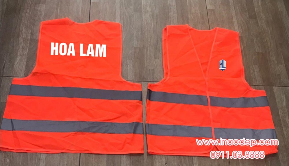 In áo gile đồng phục Công ty Hoa Lam màu cam
